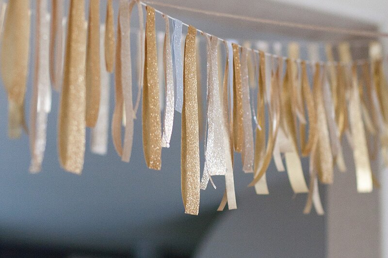 glitter ribbon garland diy - anastasia marie
